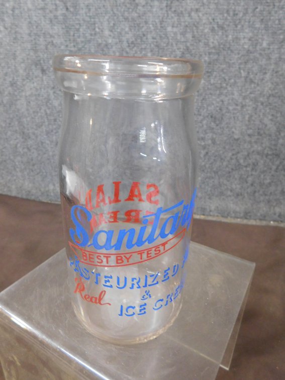 Vintage Sanitary's Pasteurized Milk & Ice Cream One Quart Bottle