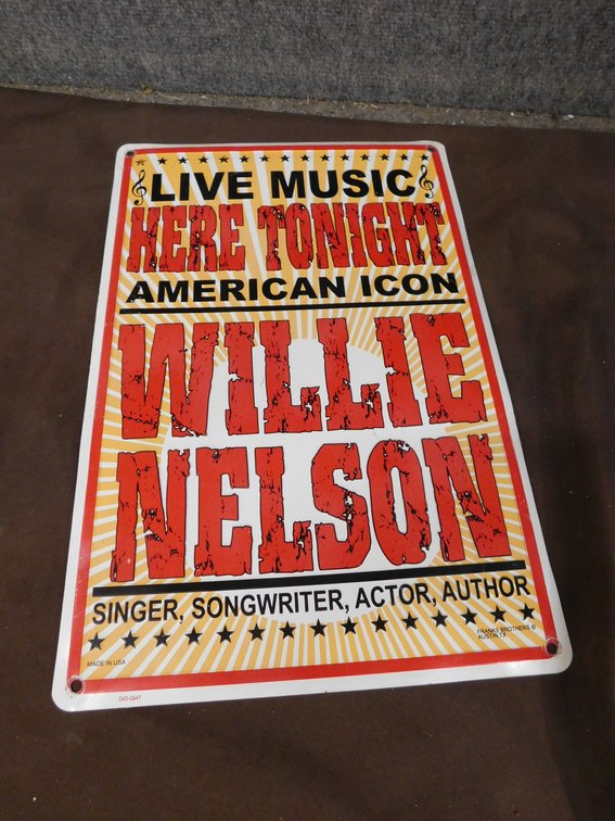 Willie Nelson Metal Sign 12" x 18"