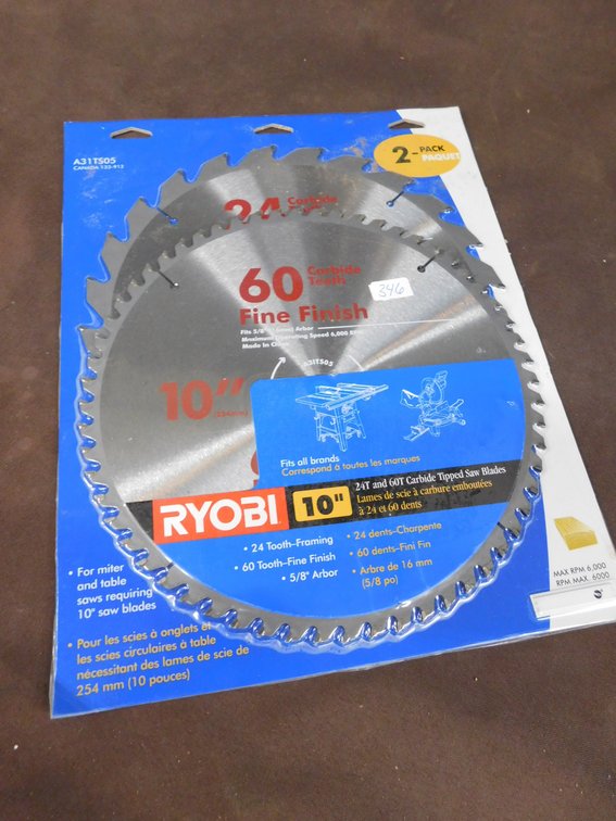 2 Pack Ryobi 10" Saw Blades, New