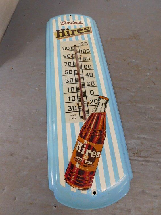 Vintage Enameled Drink Hires Thermometer 8" x  26 1/2"