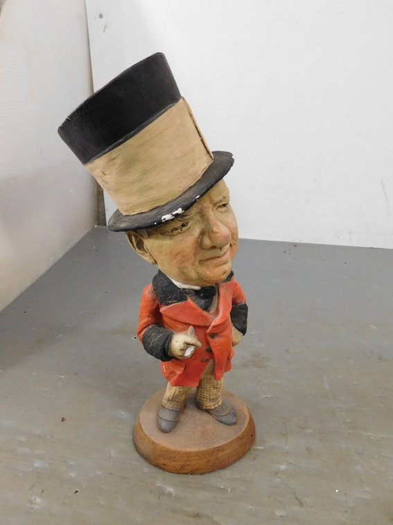 W.C. Fields Statue 1971 Plaster Statue 16" T, Has some Damage
