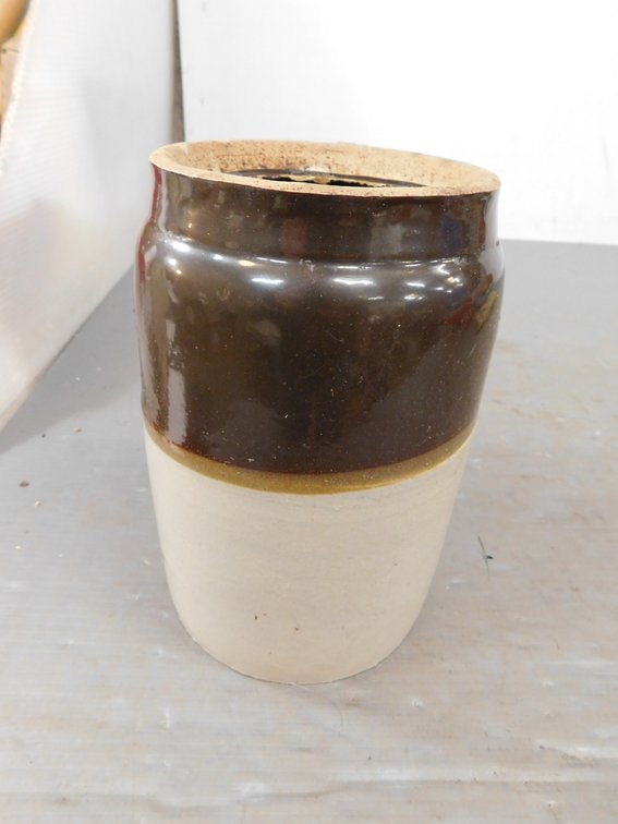 Two Toned Stoneware Crock 5 1/2" x 9 1/2"