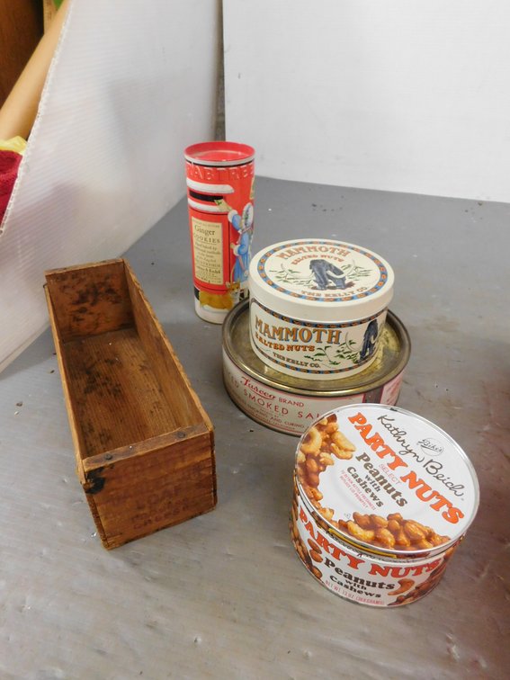 Assorted Tins, Kraft Cheese Box