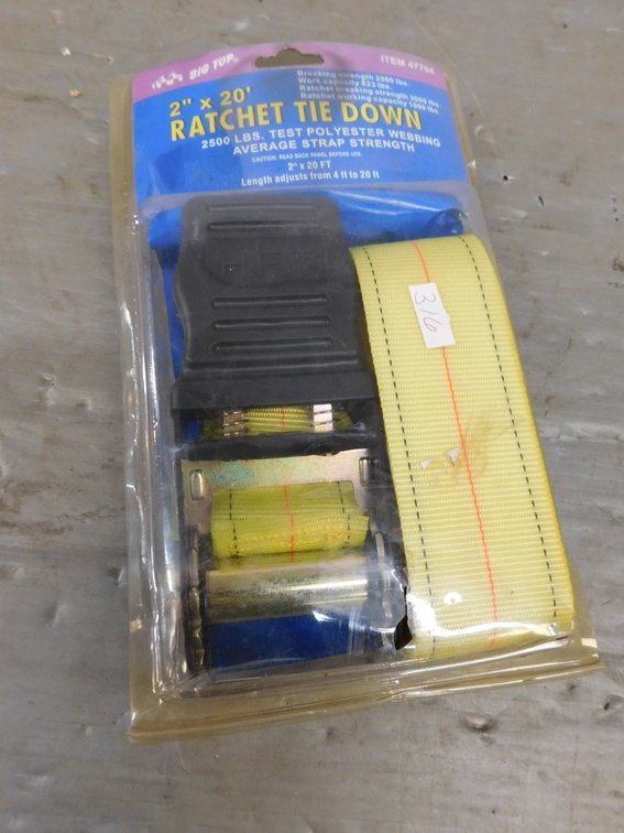 2" x 20' Ratchet Tie Down, Appears New