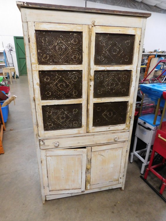 Vintage Flat Wall Pie Safe 38 1/2" x 15" x 6' 1/2" T