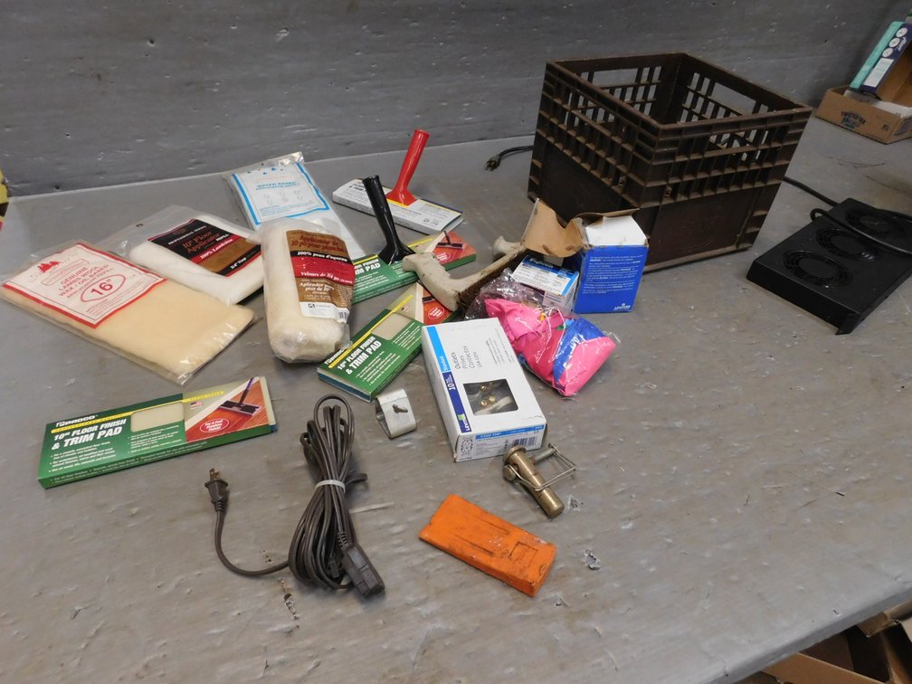 Plastic Milk Crate with Assorted Household Items
