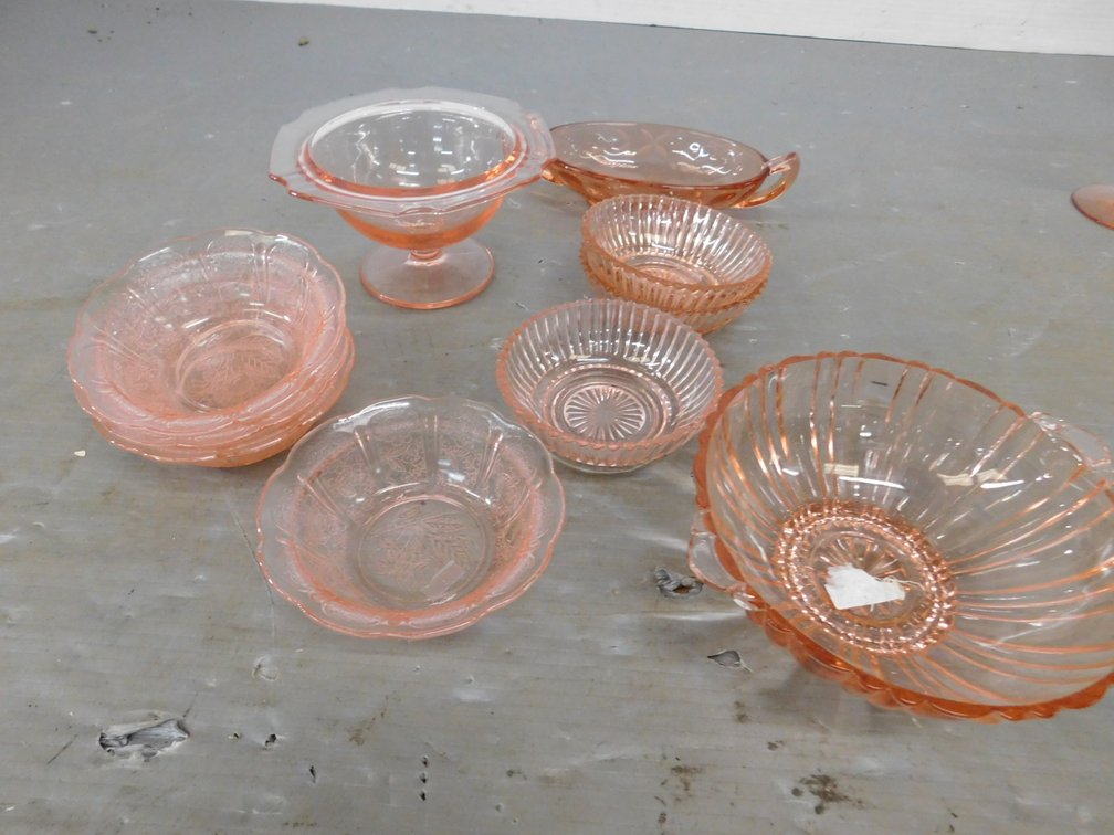 Lot of Pink Depression Glass