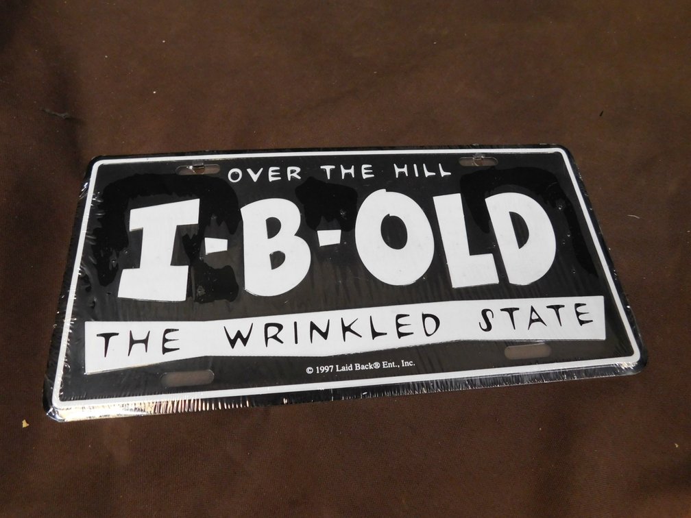 Novelty License Plate Cover Over the Hill I-B-Old The Wrinkled State