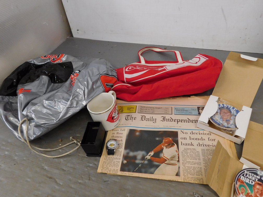 Paper Memorabilia for Cincinnati Reds, Coca-Cola Duffle Bag, Coors Inflatable etc.