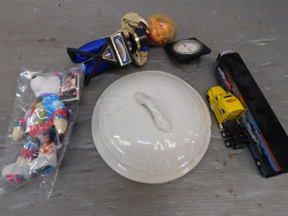 American Graffiti Truck and Trailer, Elvis Plush Beer, Wind Up Magician, Ceramic Lid