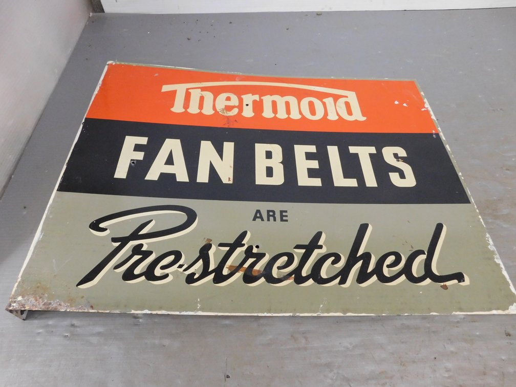 Vintage 20" x 36" Thermoid Fan Belt Metal Advertising Sign