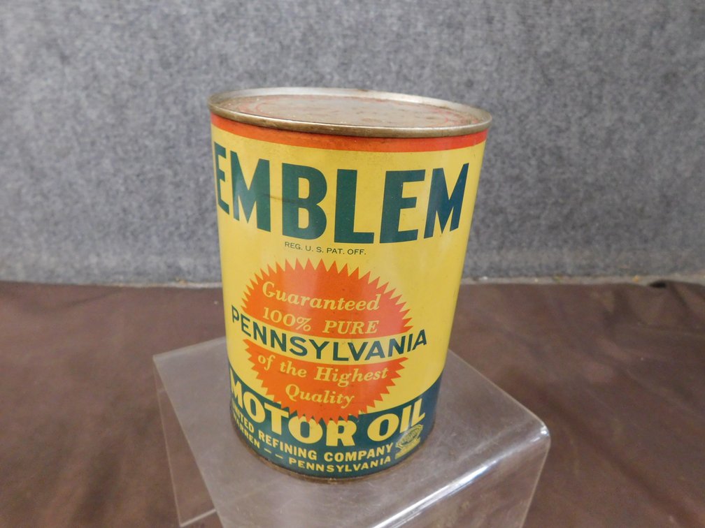 Vintage Emblem Pennsylvania Motor Oil Can, Empty
