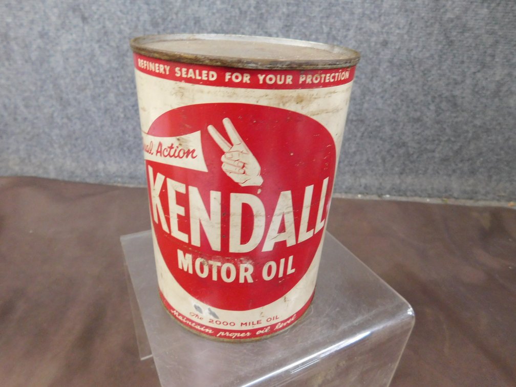 Vintage Kendall Motor Oil Quart Metal Can, Full