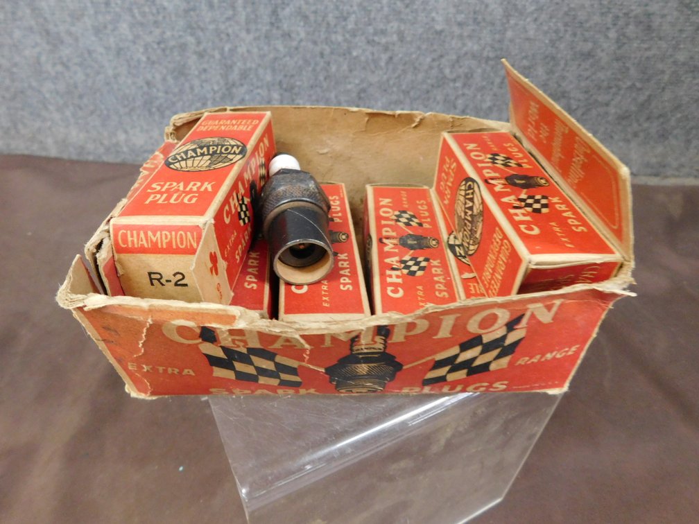 Vintage Champion Spark Plugs in Cardboard
