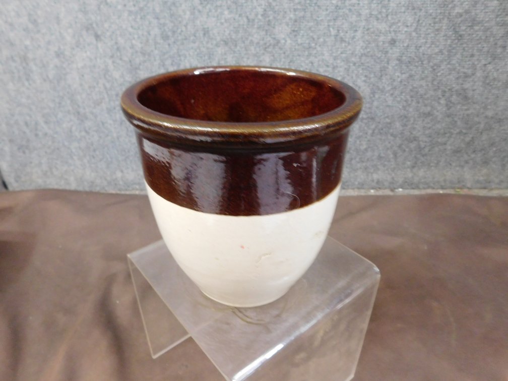 Vintage Two Tone Stoneware Crock 5" x 6 1/2" T