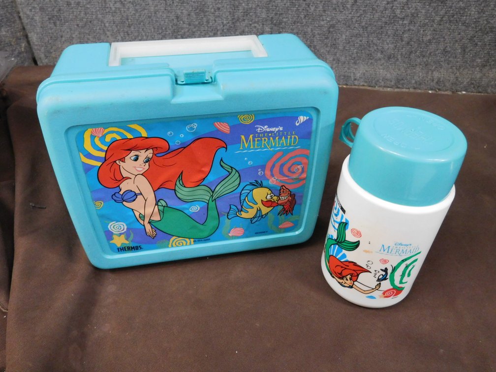 Vintage 1990's Disney The Little Mermaid Plastic Lunchbox and Thermos