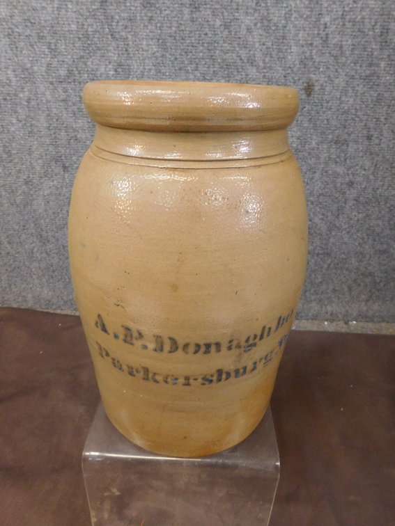 Vintage A. P. Donaghho, Parkersburg, WVA Stone Crock, Does have a Crack