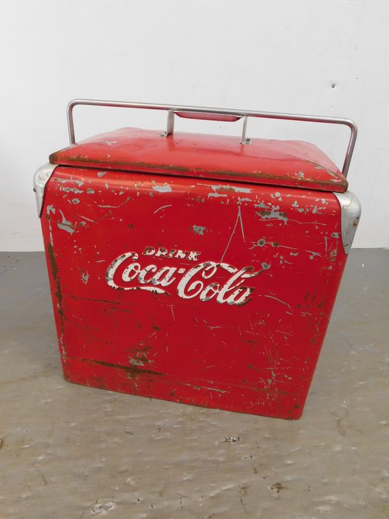 Vintage 1950's Coca Cola Metal Ice Chest 17 1/2" x 12 1/2" x 15 1/2" T