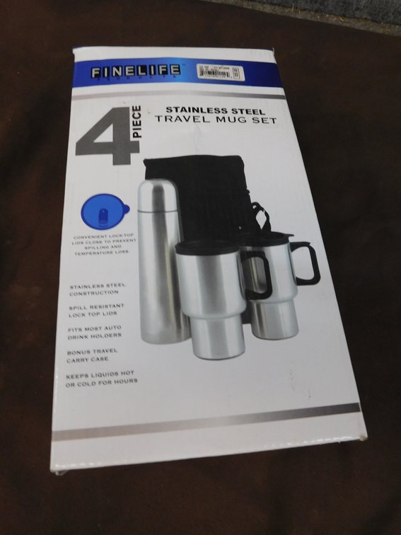 Finelige Stainless Steel 4PC Travel Mug Set