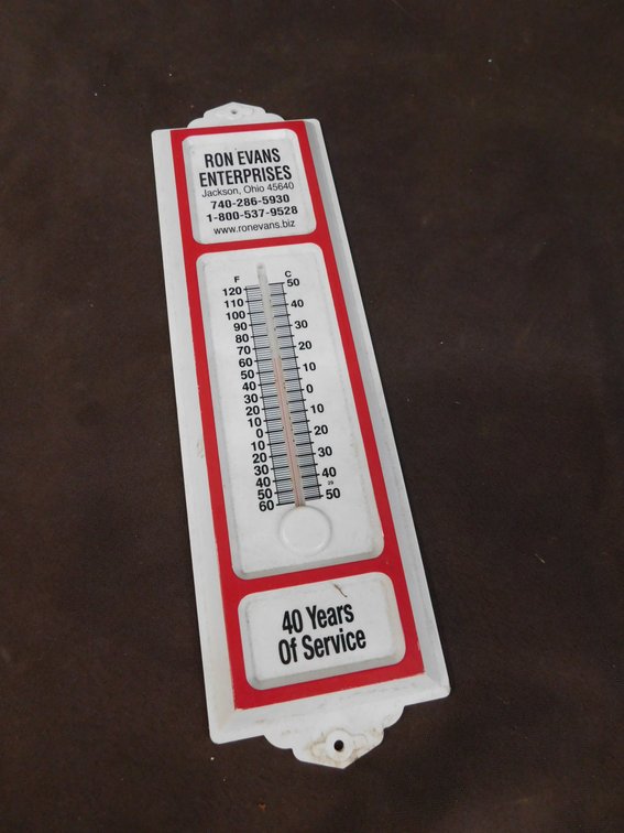Ron Evans Enterprises Jackson, Ohio Thermometer 13" T