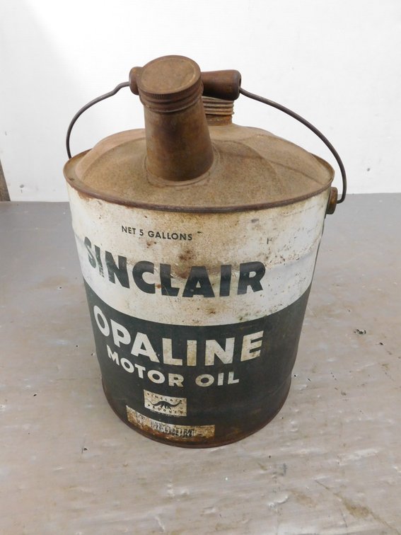 Vintage 5 Gallon Sinclair Opaline Motor Oil Gas Can