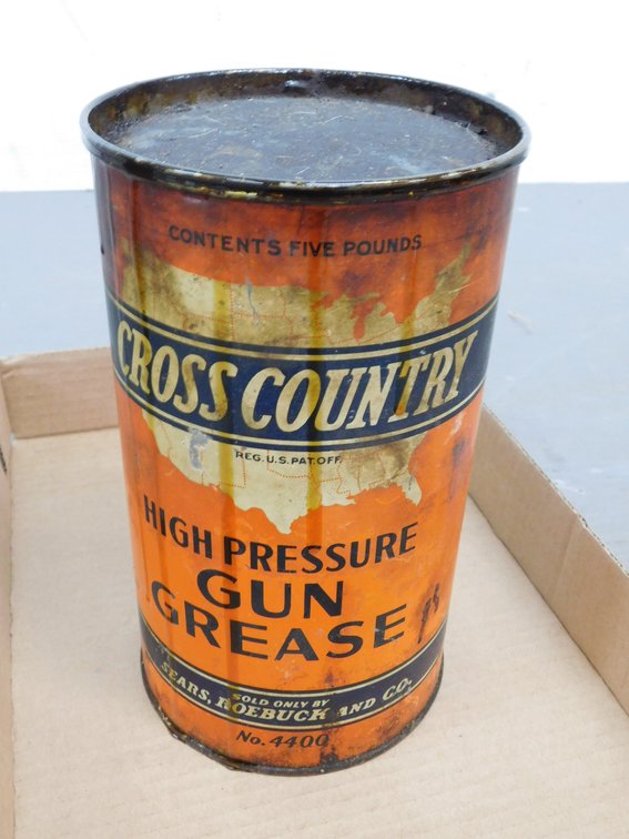 Vintage Cross Country High Pressure Gun Grease No. 4400 Five Pound Tin, Some Content