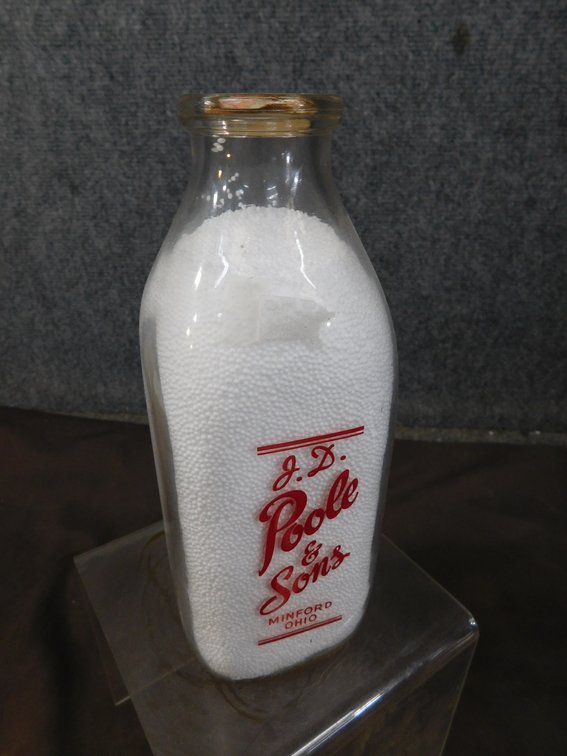 Vintage J.D. Poole & Sons, Minford Ohio Quart Milk Bottles