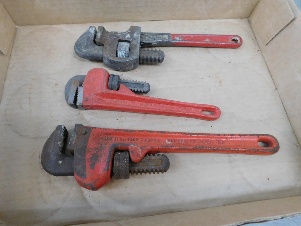 Three Assorted Sized Pipe Wrenches