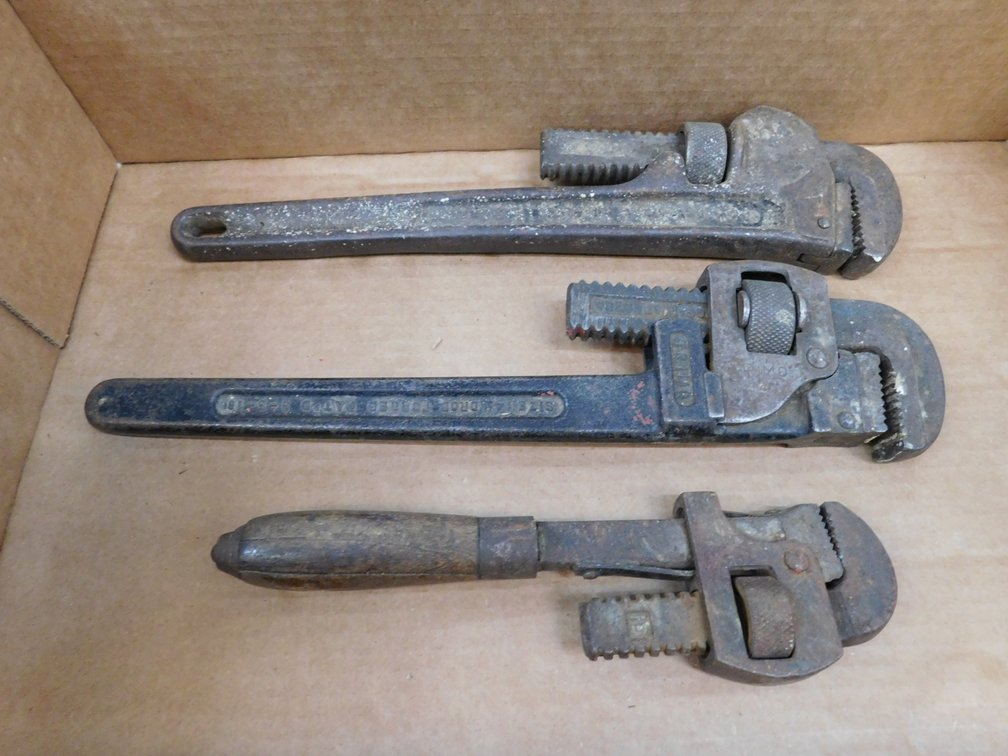 Three Assorted Sized Pipe Wrenches
