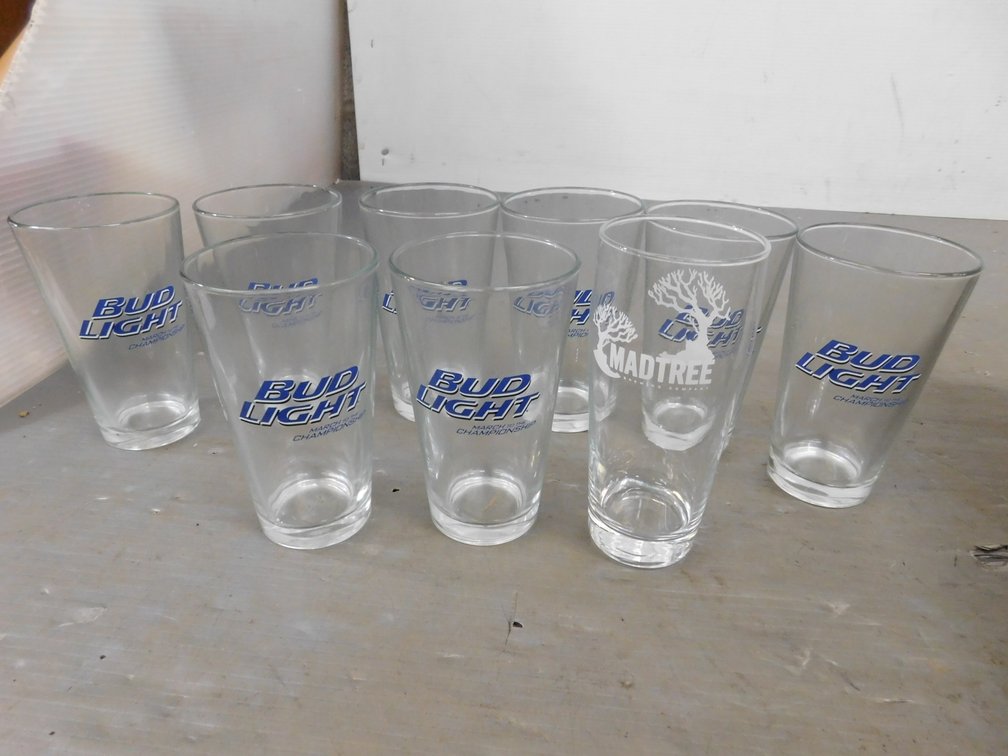 Eight Budlight Glasses, Madtree Beer Glass 16Oz