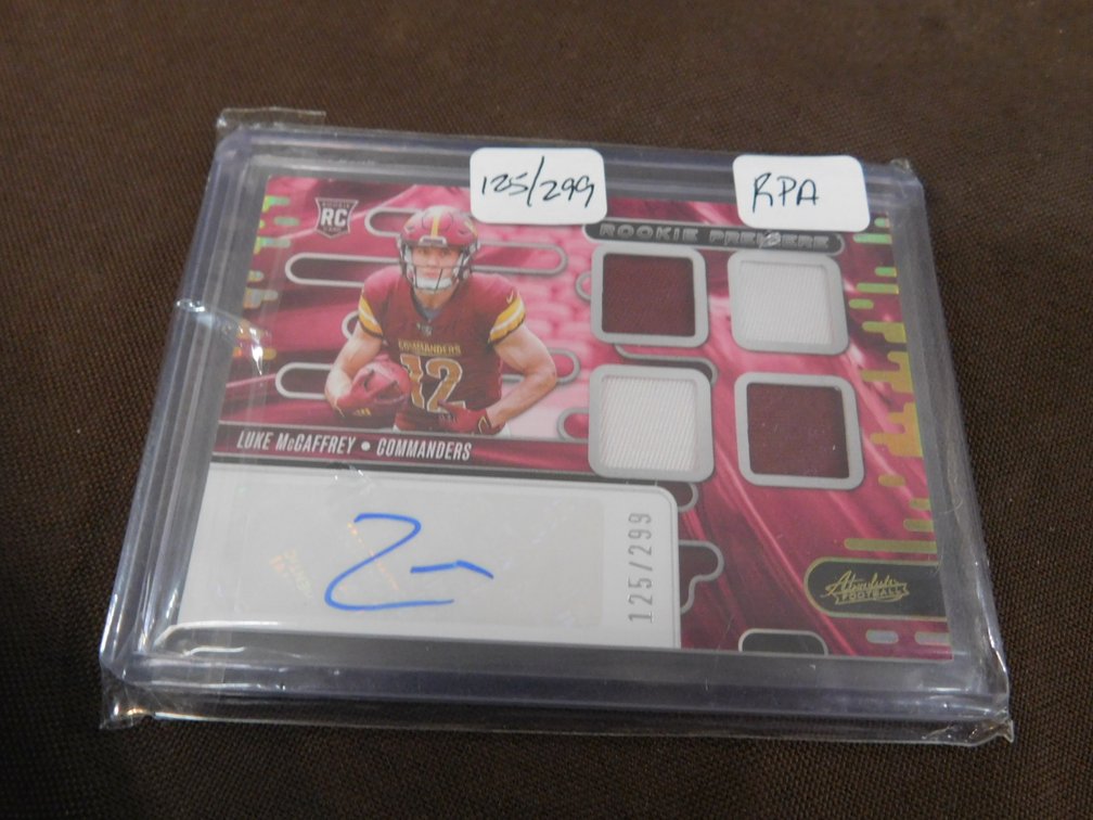 2024 Panini Autograph and Memorabilia Card Luke McCaffrey Card No. RPMA-LMY   125/299