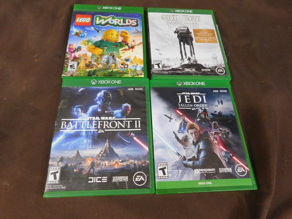 Four Xbox One Games, Star Wars Battlefront, Jedi: Fallen Order, Lego Worlds