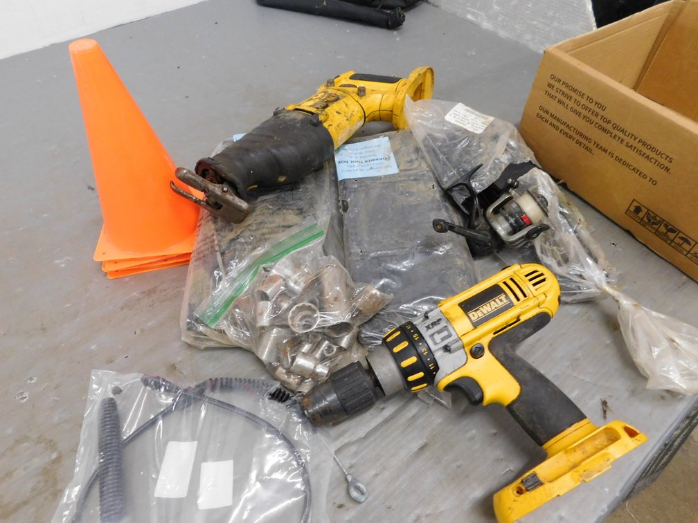 Pack Out Drawer Pieces, Orange Cones, Dewalt Tools, Untested