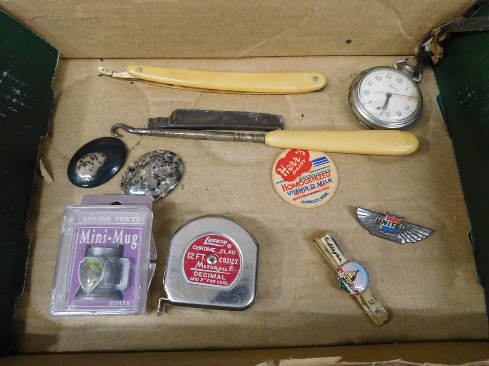 Pewter Mini Mug, Watch, Tape Measure etc.