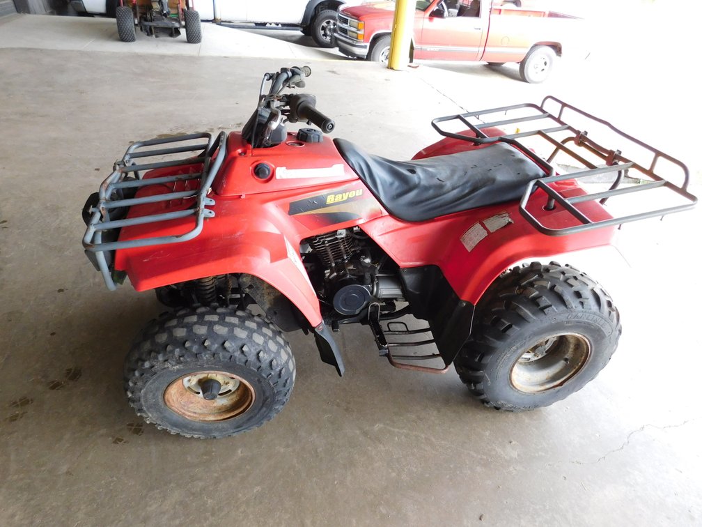 Kawasaki Bayou Four Wheeler, Needs Battery, Owner States runs with Gas and Battery, Please Preview