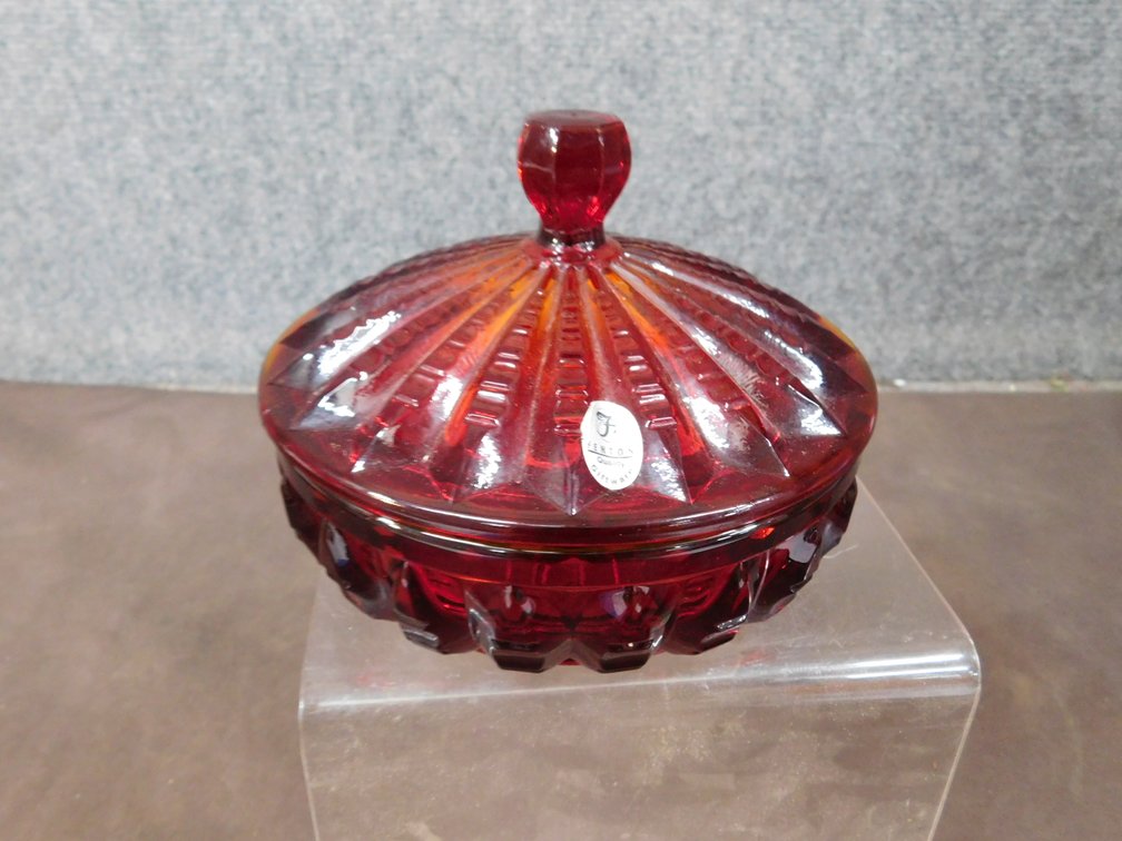 Fenton Amberina Covered Candy Dish 5 1/2" x 2"