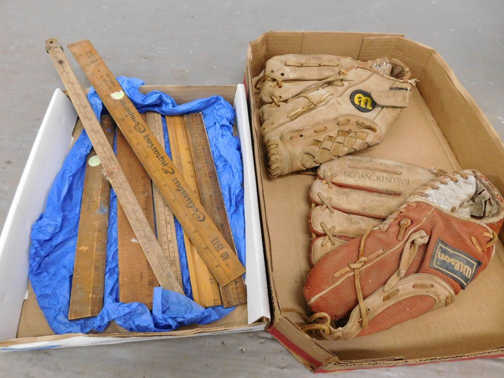 Two Ball Gloves, Advertising Rulers