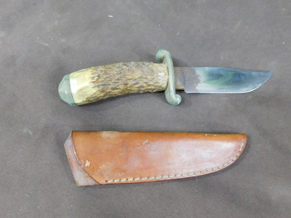 Deer Antler Handle Fixed Blade Knife 9" Overall length