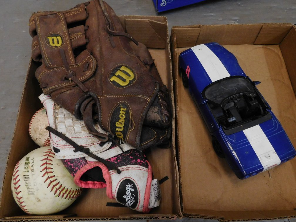 Ball Gloves, Balls, Toy Car