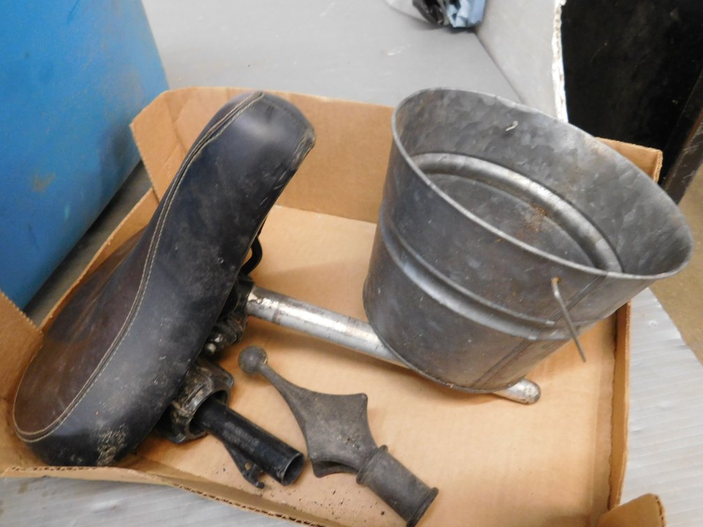 Pail, Bicycle Seat etc.