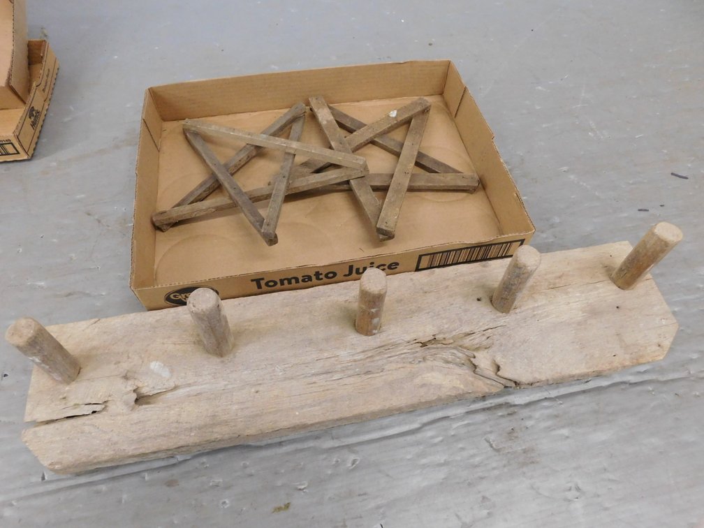 Primitive Coat Rack, Two Wood Stars
