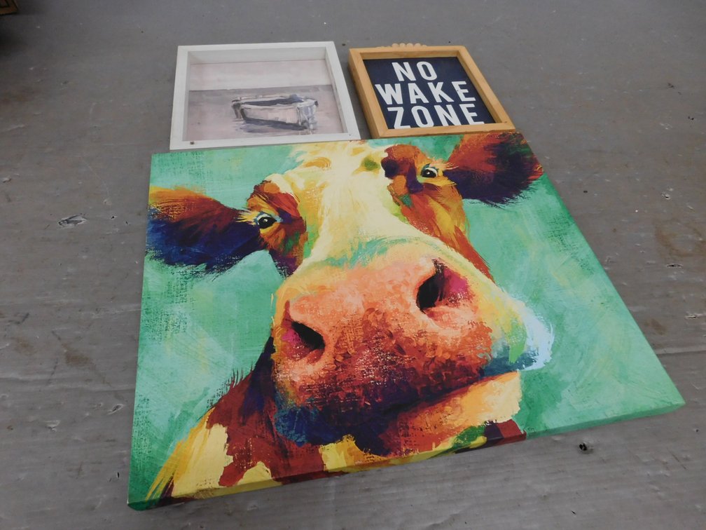 Cow Wall Hanging 16" x 20", Two Decorative Wall Hangings