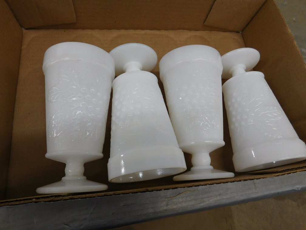 Four Milk Glass Vases