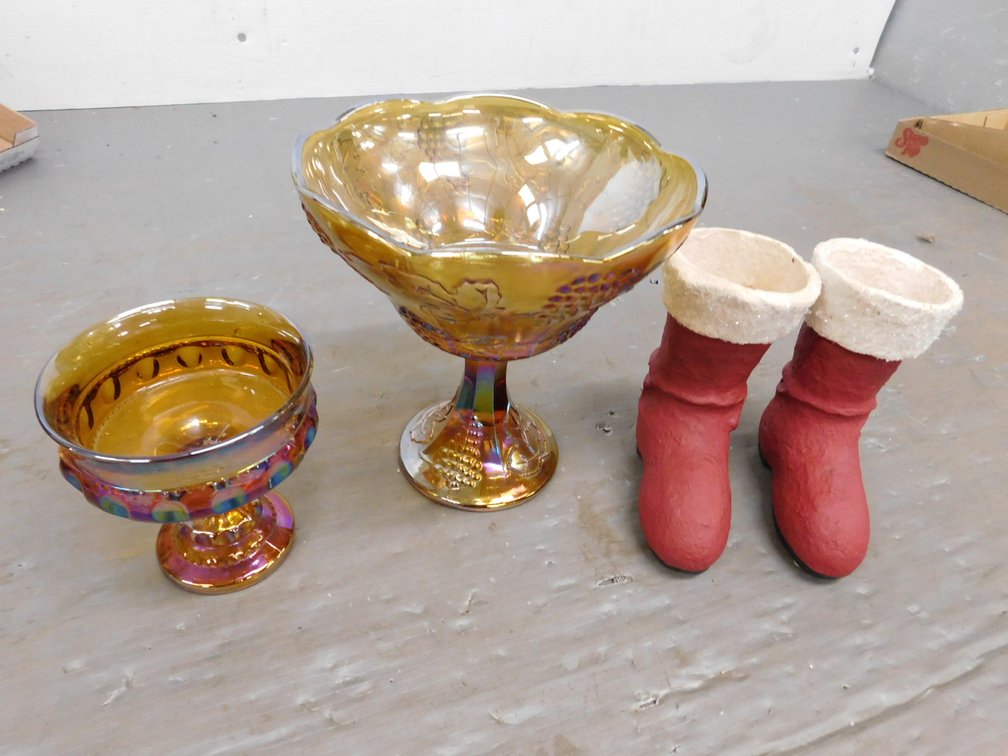Santa Boots, Carnival Glass