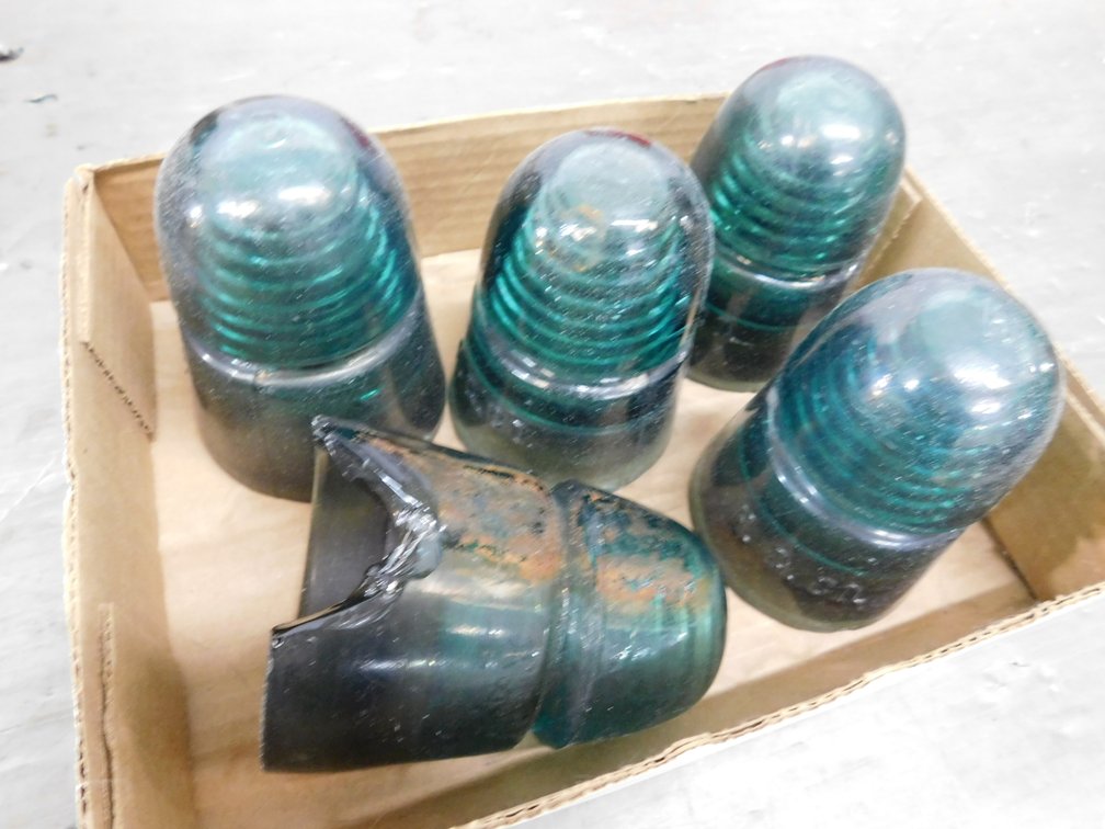 Vintage Green Glass Insulators