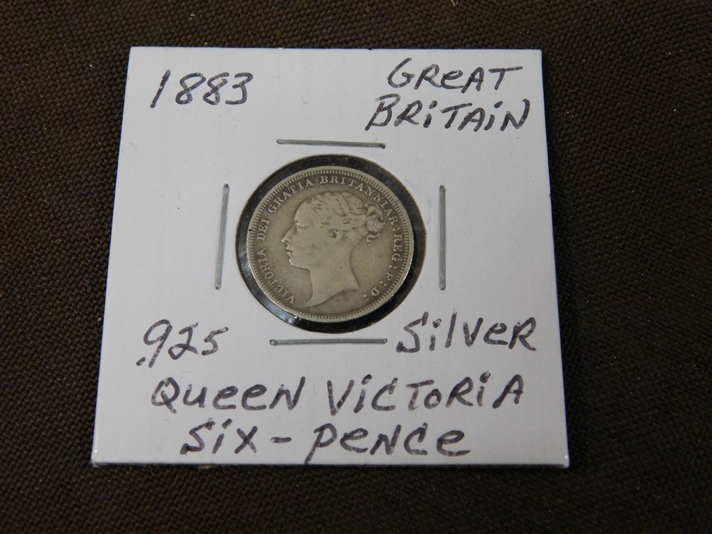 1883-Great Britain, .925 Silver Six-Pence Coin