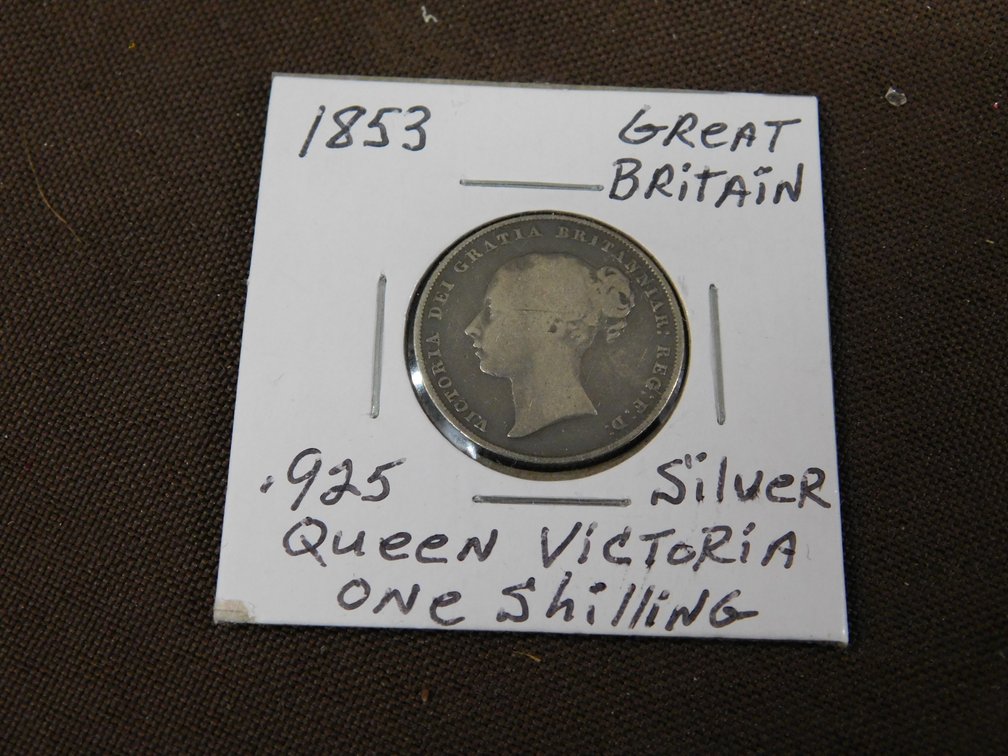 1853-Great Britain, .925 Silver One-Shilling Coin