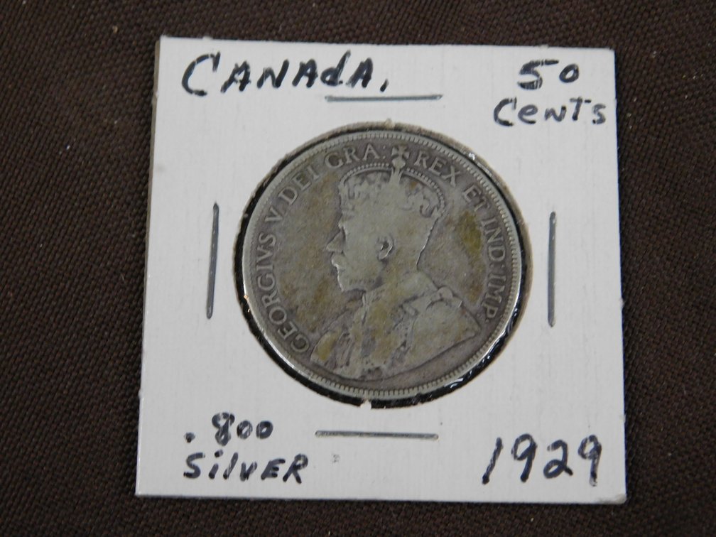1929-Canada, .800 Silver 50 Cent Coin