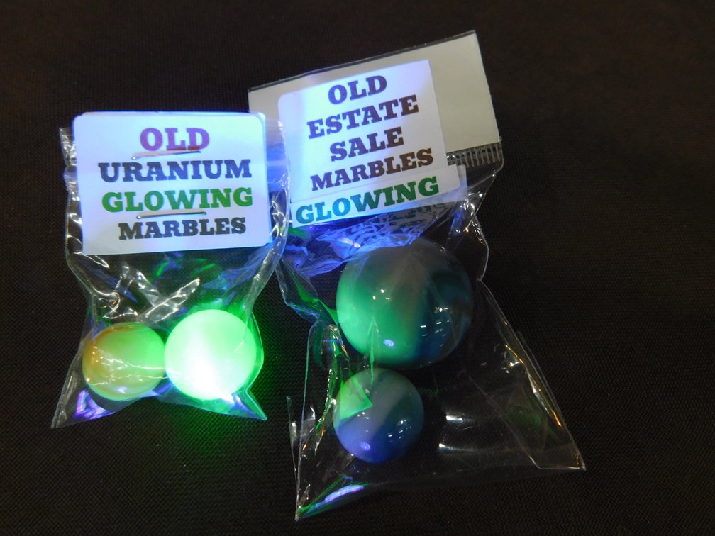 Four Old Uranium Glowing Marbles