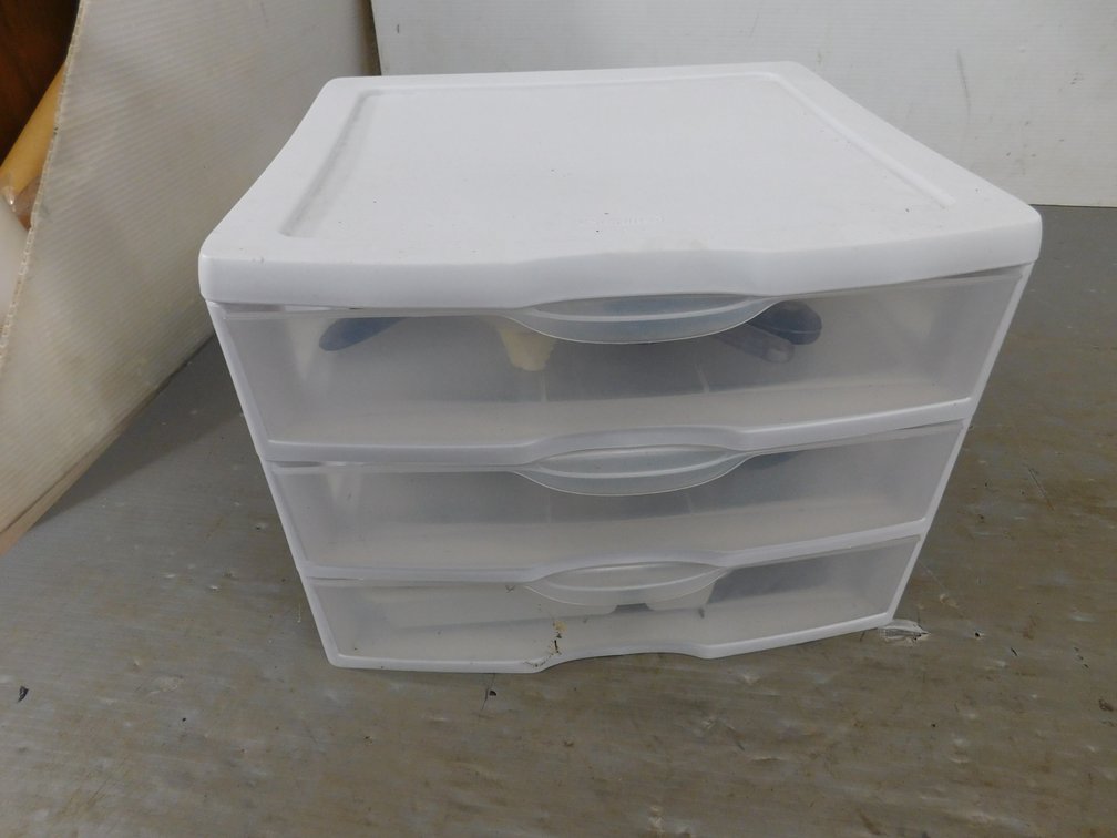 Three Drawer Storage 14" x 13" x 10 1/2" T with Kitchen Items